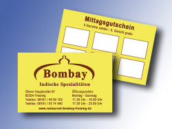 2009 Visitenkarten für das Restaurant Bombay Freising